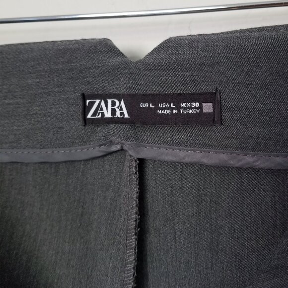 Zara High Waist Trouser Pants Size L Gray Tapered Leg Ankle Work Office Preppy - Picture 6 of 15